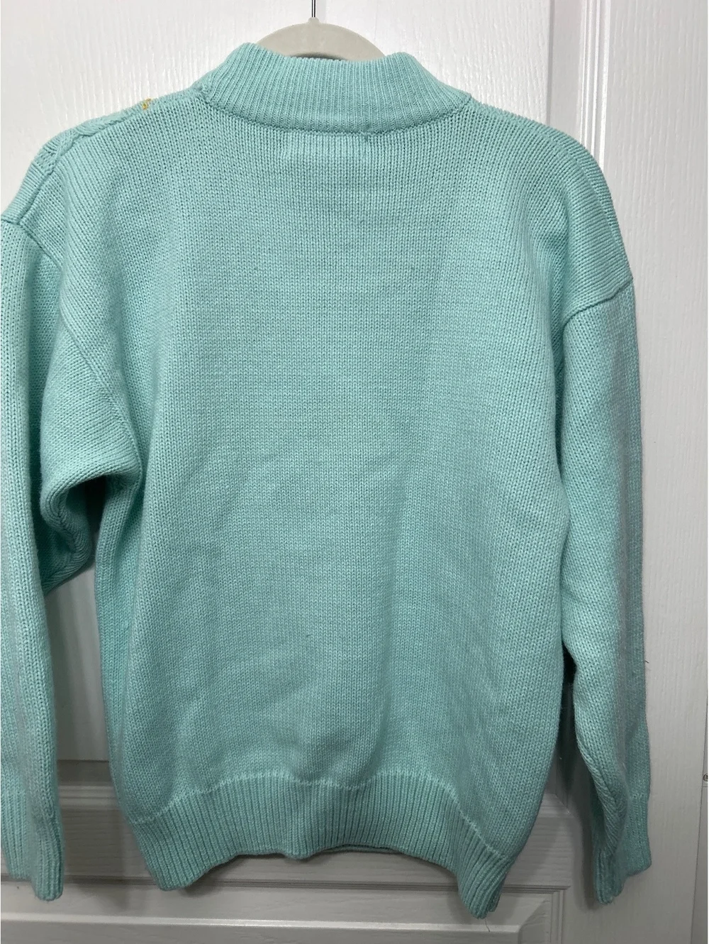 Western Connection Light Blue Embroidered Cable Knit Sweater, Size M